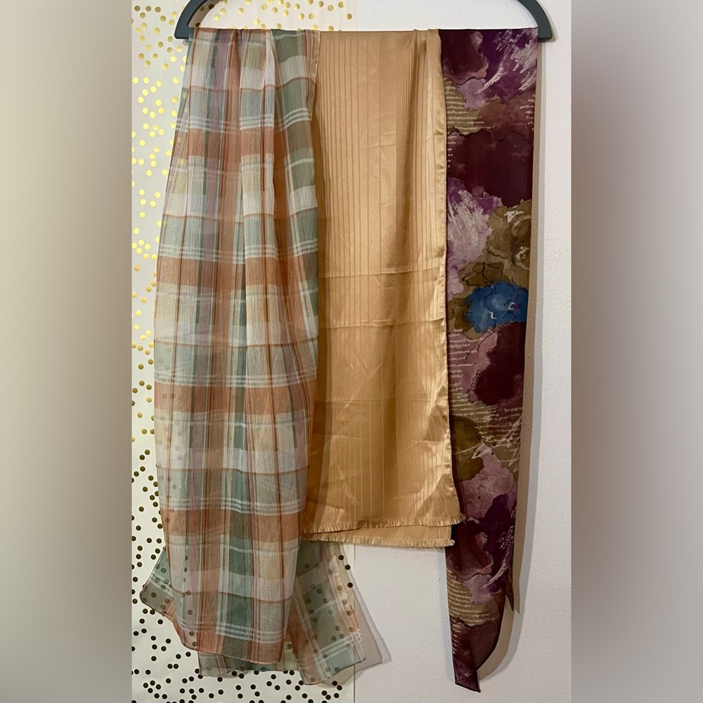 Neutral Neck Sash Headband Long Thin Scarf Set of 3